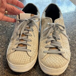 P448 Cream python snake embossed Textured Leather Low-Top shoes Sneakers size 41